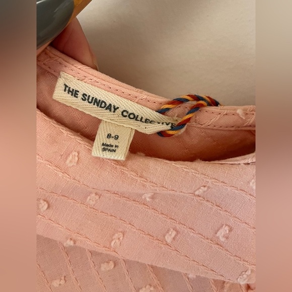 The Sunday Collective Girls Size 8-9 Pink Ruffle Sleeve Collar Blouse Top Pink - Picture 10 of 13